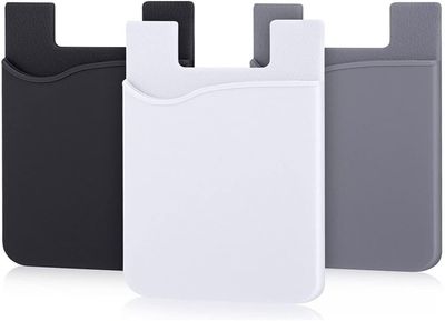 3x Silikon korthållare / plånbok universal Vit