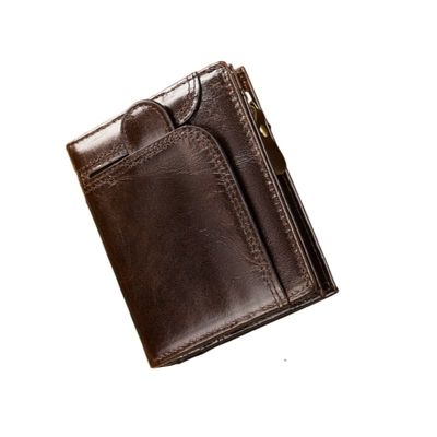 INF RFID-blokkerende skinn lommebok for menn, slank bifold lommebok med myntlomme