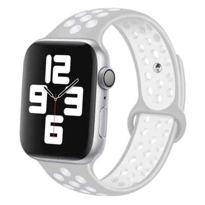 Apple Watch 42/44/45/49 kompatible armbånd silikon sportsarmbånd grå hvitt