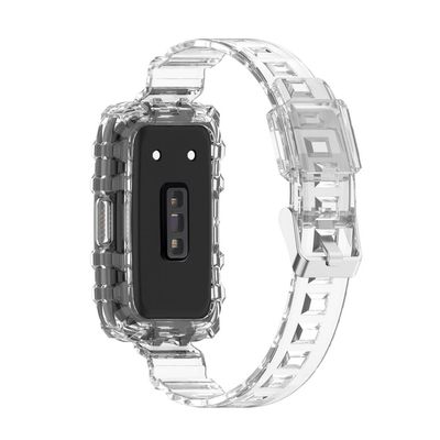 INF Klokkereim og klokkeetui i TPU Gjennomsiktig Huawei Band 7 / Band 6 / Band 6 Pro, Honor Band 7 / Band 6