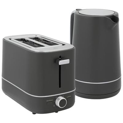Brödrost & vattenkokare set, 1,7 l, 6 rostningslägen, grå