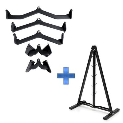 PH Fitness Multigrepp Kabelhandtag Set 5 & 7 Delar med Valbart A-Frame Ställ – Cable Attachments för Latsdrag, Rodd & Styrketräning