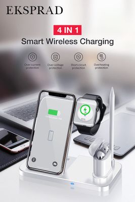 Hvit 4 - 1 ladestasjon for iPhone, Apple Watch, AirPods, Apple Pencil 1/2.