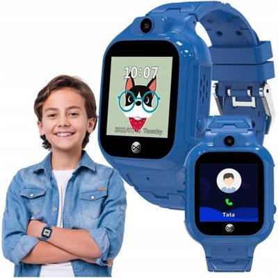 FOREVER Smartwatch GPS WiFi Barn Se Mig! 3 Blå Läraktig Klocka Barn GPS