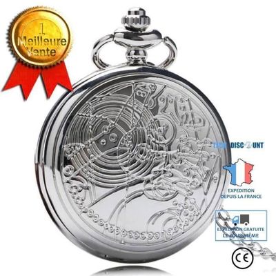 Lommaur - Vintage - Stor urtavla - Legering - Silverfärgad - Kvarts