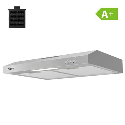 CIARRA Visirhuva 60cm Klass A+ 3 hastigheter 220m³/h Återvinning & Evakuering Inbyggd fläktkåpa - Rostfritt stål