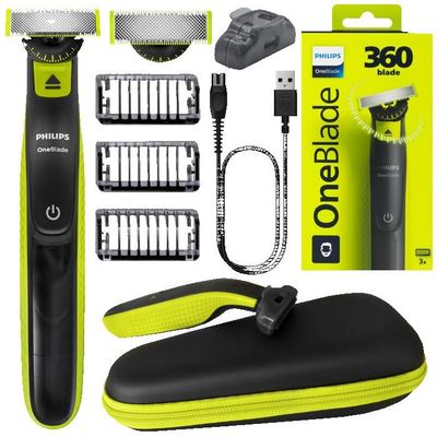 Elektrisk rakapparat - Philips - OneBlade 360 QP2724 23 - Vattentålig med fodral och 3 skäggkammar