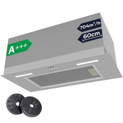 CIARRA Kolfilterfläkt 60cm A+++ 704 m³/h 60 dB(A) 3 Hastigheter Kolfilter Inkluderat Återvinning eller Utsläpp Rostfritt Stål CD6926AS