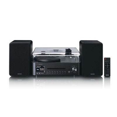 Lenco MC-760BK - Hi-fi-system med skivspelare och högtalare - Internetradio, DAB+, FM, Bluetooth®, CD/MP3-spelare - Svart