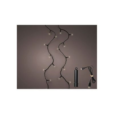 Multifunktionell LED-ljusslinga med batteri 100 LED flerfärgad med svart utomhuskabel 7,4 m