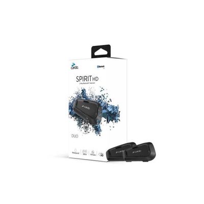 Intercom Bluetooth - Cardo - Spirit HD Duo - 2 moduler - HD-hörlurar 40mm - Vattentålig