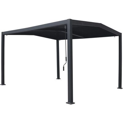 Bioklimatisk pergola tak 2 sluttningar "Victoria" i aluminium och metall - 3,5 x 4 m - Grå