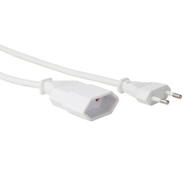 Perel förlängningssladd, H03VVH2-F 2G0.75, 1.8 m, 2.5 A/230 V, 625 W, Eurokontakt typ C, inomhusbruk, PVC, vit
