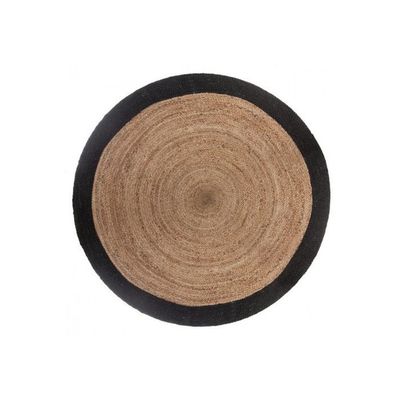 Rund jutematta med svart eller vit kant diameter 120 cm Atmosphera - Svart