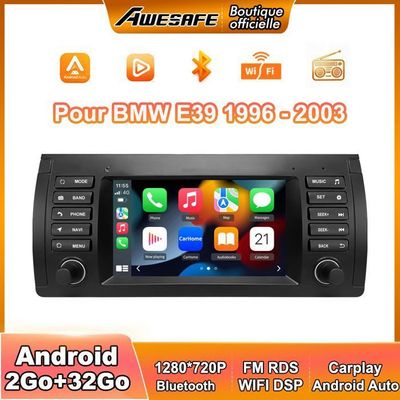AWESAFE Autoradio Android 13 för BMW E39 (1996-2003) 2Go+32Go med 7'' Pekskärm GPS Carplay Android Auto Bluetooth