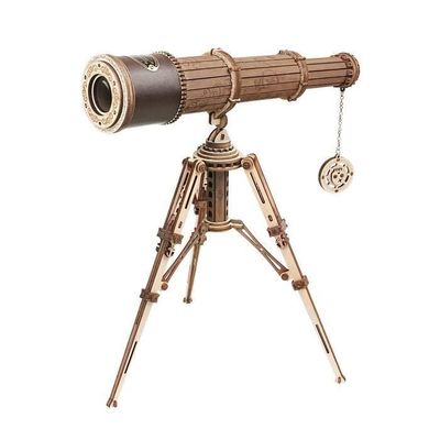 ROBOTIME Trämonokularteleskop - 3D-modellsats att montera - Presentleksak för barn - skala 1:1