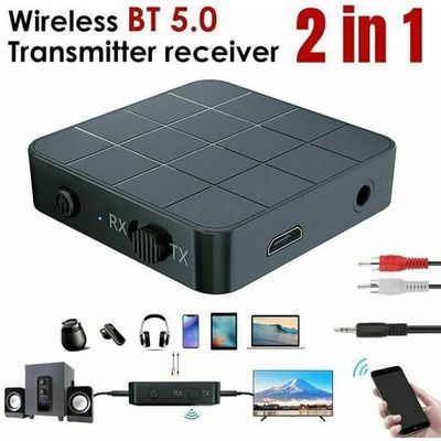 Bluetooth 5.0-mottagareadapter, 2-i-1 Bluetooth-sändaremottagare Bluetooth-ljudsändare RCA & 3,5 mm stereoutgång, låg