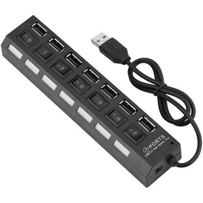 USB 2.0 Hub 7 Porttia USB-Jakaja Monin USB-Porttien Adapteri Korkea Nopeus 480mbps[360]