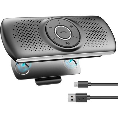 Bluetooth 5.0 Bil Fristående Högtalare med Inbyggd Mikrofon och Klämma för GPS