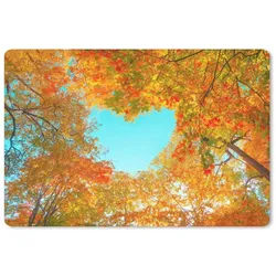 MuchoWow Mauspad Bäume - Herbst - Herz - Natur - Orange - Herz (1-St), Mouse pad Klein, Gaming Deko, PC Zubehör, 27x18 cm bunt 27 cm x 18 cm
