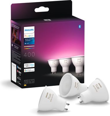 Philips Hue -LED-smartlampa, BT, Vit och färg ambiance, GU10, 4,2 W, 3-pack