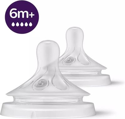 Philips Avent SCY965/02 Naturalförmåga -flaskställ, flow 5, 6 mån+, 2 st