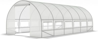 Folietunnel drivhus med vinduer 600 x 300 x 200 cm Hvid