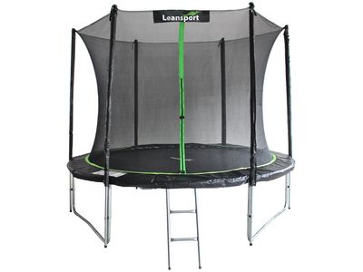 Trampolin - 244 cm - grøn sort - sikkerhedsnet - op til 100 kg