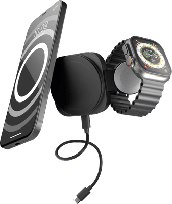 ZENS 2-in-1 MagSafe en Qi2 Draadloze Oplader 15W Zwart