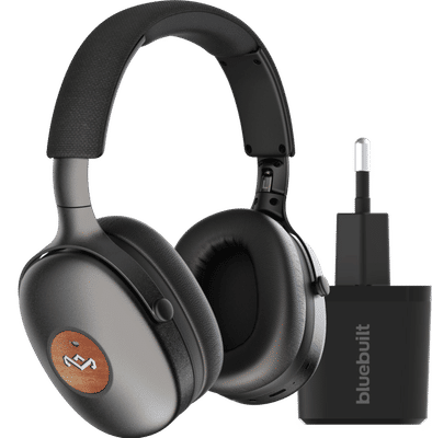 House of Marley Positive Vibration XL ANC Zwart + BlueBuilt Quick Charge Oplader met Usb A