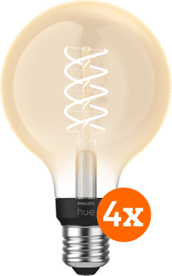 Philips Hue Filamentlamp White Globe E27 4-pack
