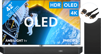 Philips 42OLED809 - Ambilight (2024) + Soundbar + Hdmi kabel