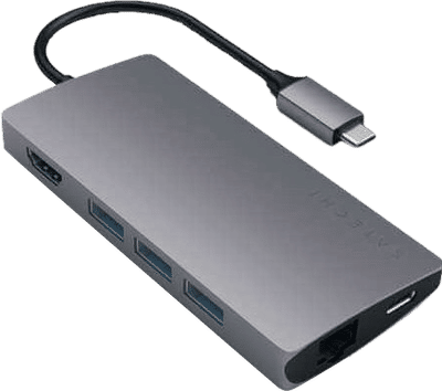 Satechi Usb C naar Usb A, Ethernet en HDMI Dock Space Grey