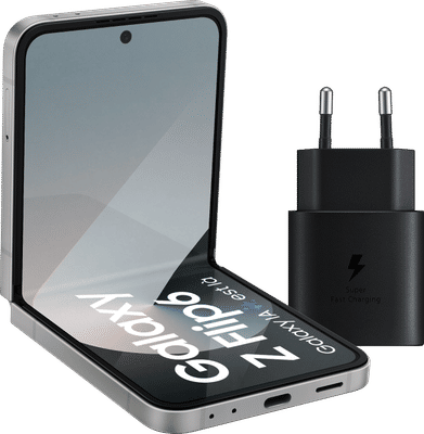 Samsung Galaxy Z Flip 6 512GB Zilver 5G + Samsung Oplader 25W Zwart