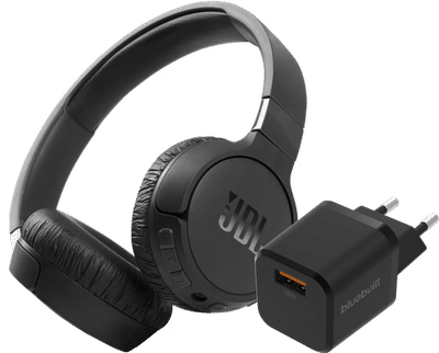 JBL Tune 660NC Zwart + BlueBuilt Quick Charge Oplader met Usb A Poort 18W Zwart