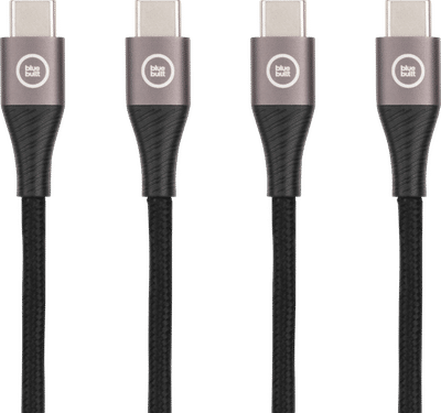 BlueBuilt Usb C naar Usb C Kabel 1,5m Nylon Zwart Duo Pack