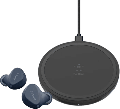 Jabra Elite 4 Active Marineblauw + Belkin Boost Up Draadloze Oplader 10W Zwart