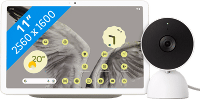 Google Pixel Tablet 256GB Wifi Creme en Dock met Speaker + Nest Cam Indoor Wired