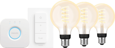 Philips Hue Filament White Ambiance Globe 3-Pack Startpakket