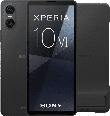 Sony Xperia 10 VI 128GB Zwart 5G + Sony Back Cover Zwart met Standaard