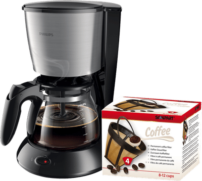 Philips Daily HD7462/20 Zilver + Scanpart Permanent Filter