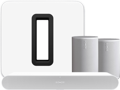 Sonos Ray Wit + 2x Era 100 Wit + Sub G3 Wit