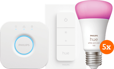 Philips Hue White & Color Starter 5-Pack E27 + dimmer