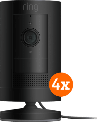 Ring Stick Up Cam Plug-In - Zwart 4-pack