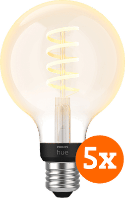 Philips Hue Filamentlamp White Ambiance Globe E27 5-pack