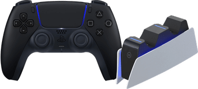 Sony PlayStation 5 DualSense draadloze controller Midnight Black + BlueBuilt oplaadstation