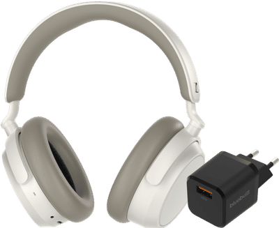 Sennheiser Accentum Plus Wit + BlueBuilt Quick Charge Oplader met Usb A Poort 18W Zwart