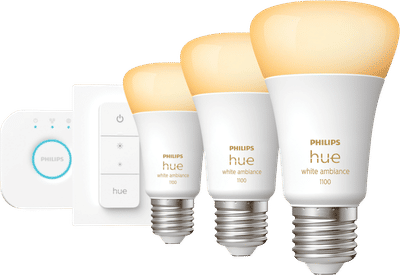 Philips Hue White Ambiance Starter Pack E27 met 3 lampen, dimmer + Bridge