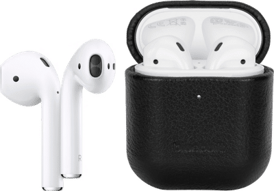 Apple AirPods 2 + BlueBuilt Hoesje Leer Zwart