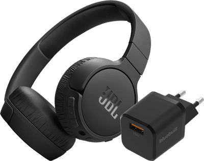 JBL Tune 670NC Zwart + BlueBuilt Quick Charge Oplader met Usb A Poort 18W Zwart